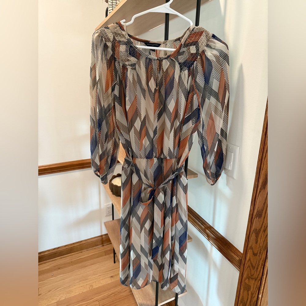 Banana Republic Blue and Orange Chevron Dress